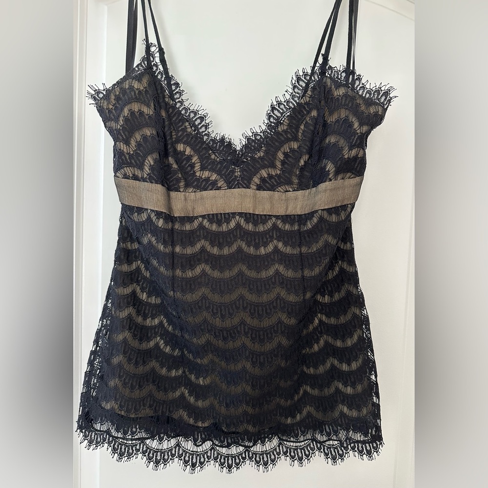 BCBG MaxAzria Camisole, Lace, Black, Size Small